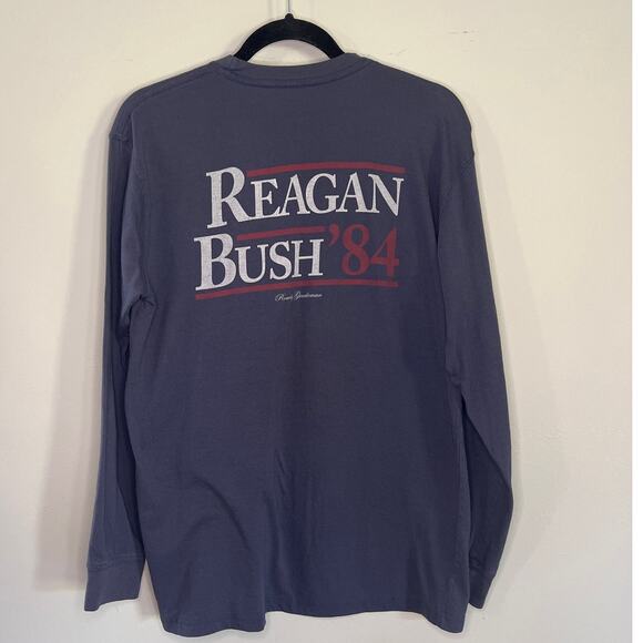 VINTAGE ROWDY GENTLEMEN REAGAN BUSH 84 LONG SLEEVE NAVY TEE - Picture 2 of 6